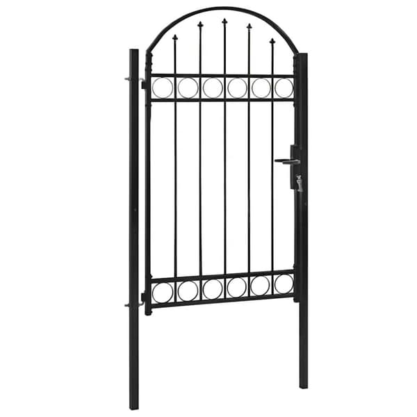 vidaXL Hageport med buet topp stål 100x175 cm svart