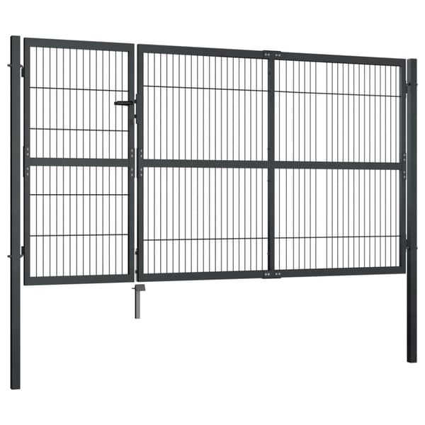 vidaXL Hageport med stolper stål 350x140 cm antrasitt
