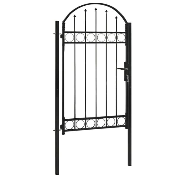 vidaXL Puutarhaportti kaareva yläosa teräs 100x175 cm musta