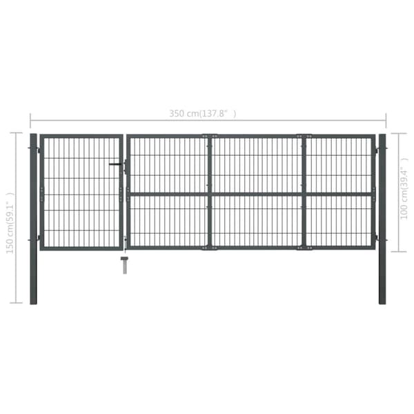 vidaXL Hageport med stolper stål 350x100 cm antrasitt