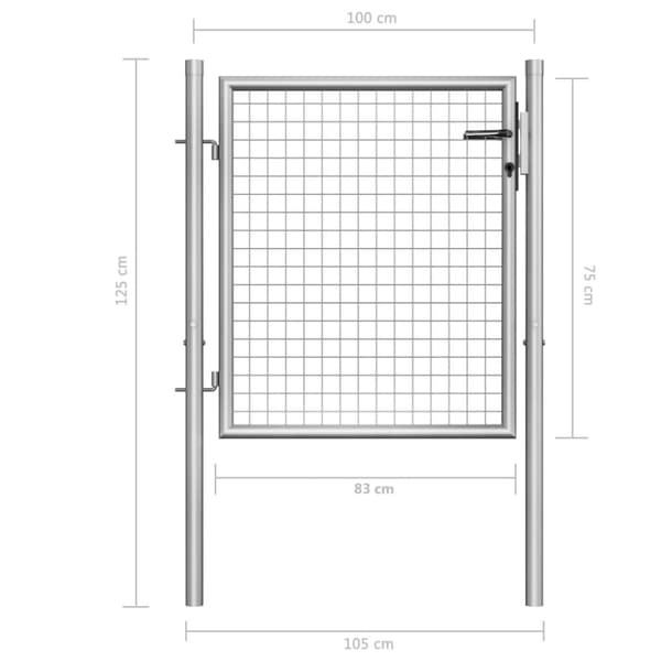 vidaXL havelåge galvaniseret stål 105x125 cm sølvfarvet