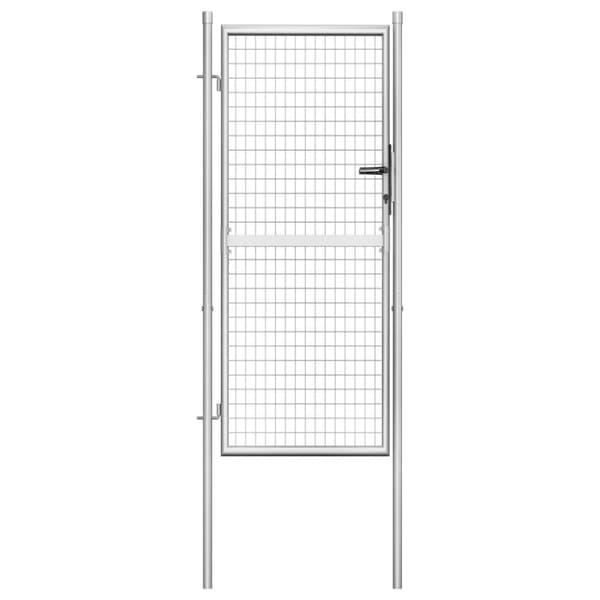 vidaXL Puutarhaportti galvanoitu teräs 105x225 cm hopea