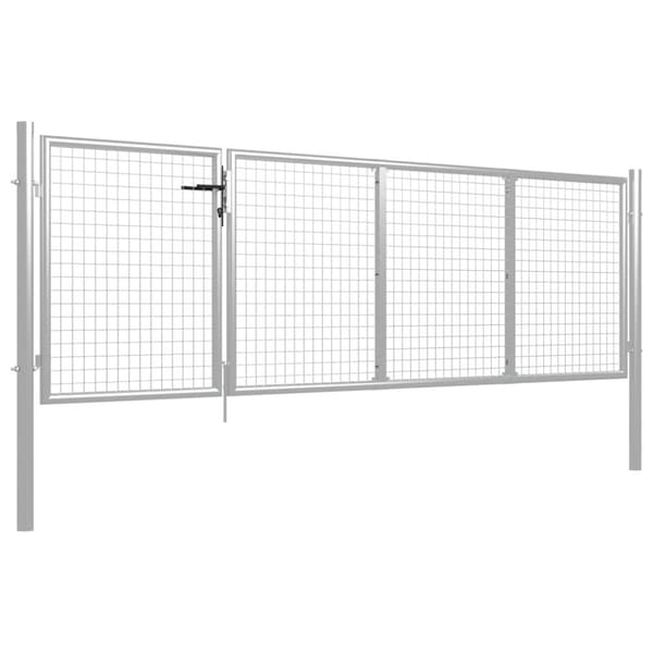 vidaXL Puutarhaportti teräs 350x100 cm hopea