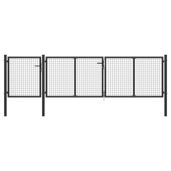 vidaXL Puutarhaportti teräs 400x75 cm antrasiitti