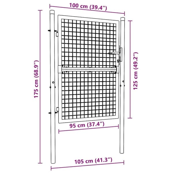 vidaXL Aitaportti teräs 100x125 cm vihreä