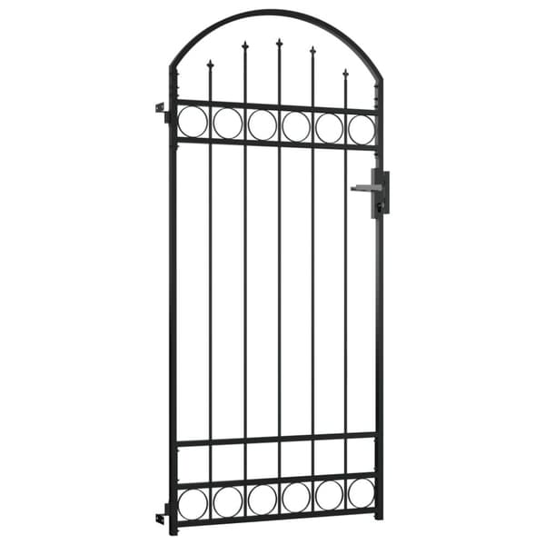 vidaXL Hageport med buet topp stål 89x200 cm svart