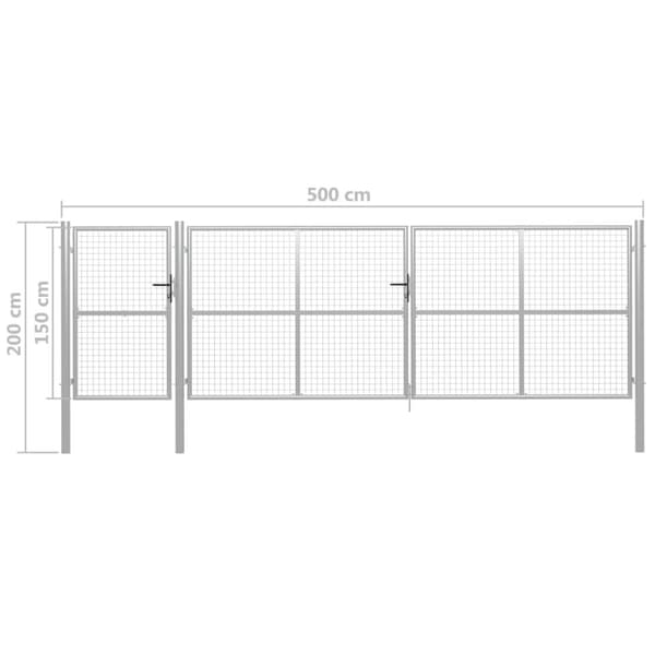 vidaXL Hageport stål 500x150 cm sølv