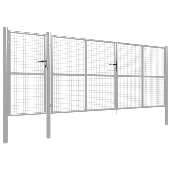 vidaXL Hageport stål 500x150 cm sølv