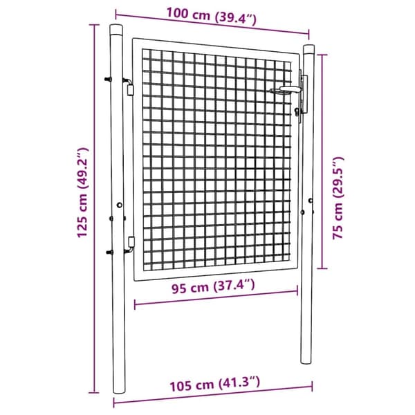 vidaXL Hageport netting galvanisert stål 100x125 cm grå
