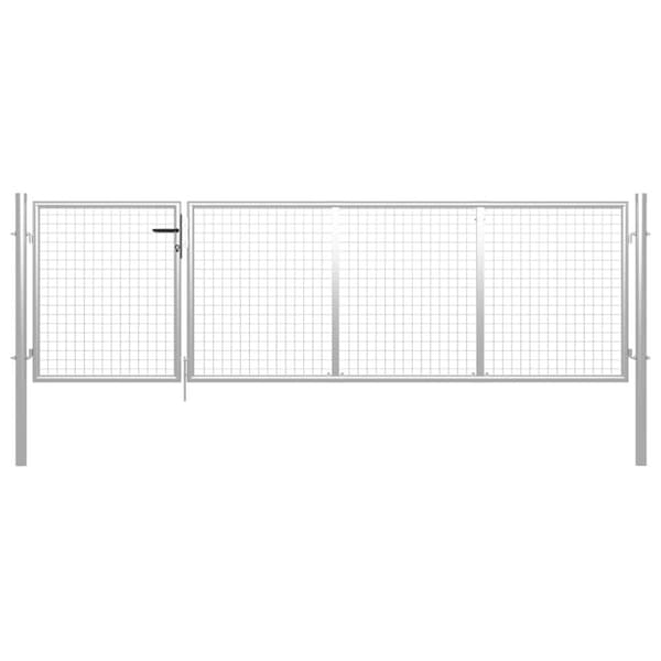 vidaXL Puutarhaportti teräs 350x75 cm hopea
