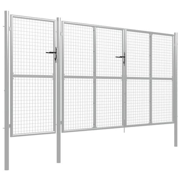 vidaXL Puutarhaportti teräs 400x150 cm hopea
