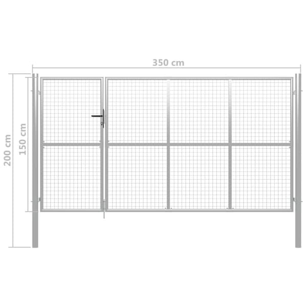 vidaXL havelåge 350 x 150 cm stål sølvfarvet