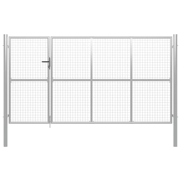 vidaXL Puutarhaportti teräs 350x150 cm hopea