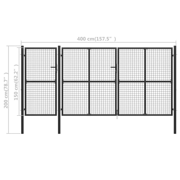 vidaXL Hageport stål 400x150 cm antrasitt