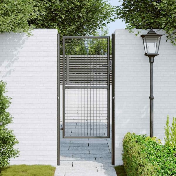 vidaXL havelåge i trådnet 100x225 cm galvaniseret stål grå