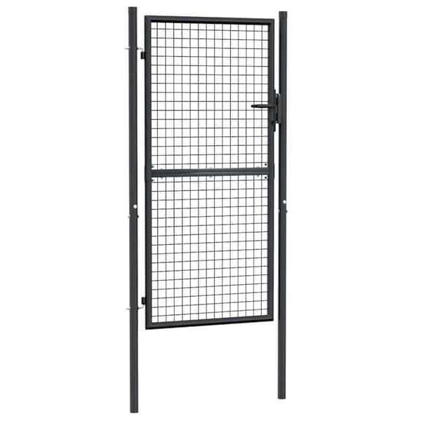 vidaXL Puutarhaportti galvanoitu teräsverkko 100x225 cm harmaa