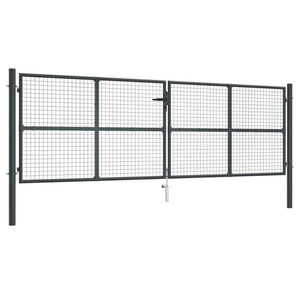 vidaXL Puutarhaportti galvanoitu teräsverkko 400x175 cm harmaa