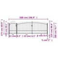 Miniatyrbilde 5 av 5: vidaXL Gjerdeport med spydtopp 5x2,25 m svart