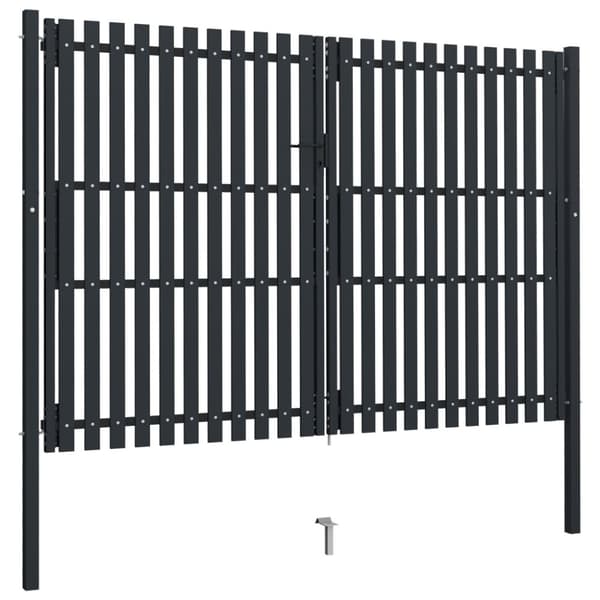 vidaXL Hageport med dobbel dør stål 306x250 cm antrasitt