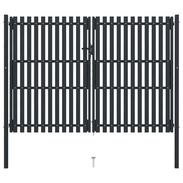vidaXL Hageport med dobbel dør stål 306x250 cm antrasitt
