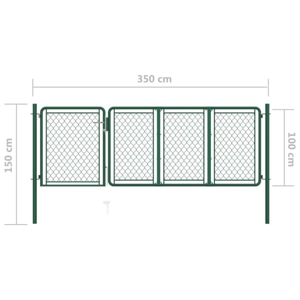 vidaXL havelåge 100x350 cm stål grøn