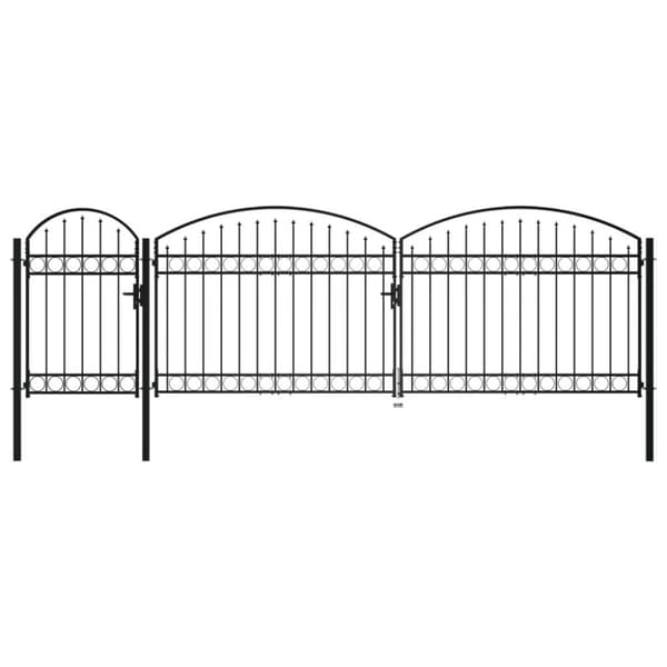 Medina Garden Gate kaarevalla Top Steel 1,75x5 m musta