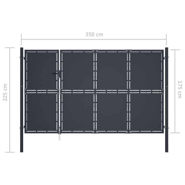 vidaXL Puutarhaportti teräs 350x175 cm antrasiitti
