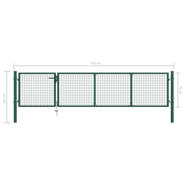 vidaXL Hageport stål 350x75 cm grønn