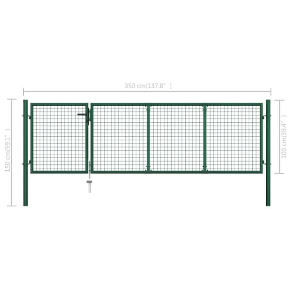 vidaXL Hageport stål 350x100 cm grønn