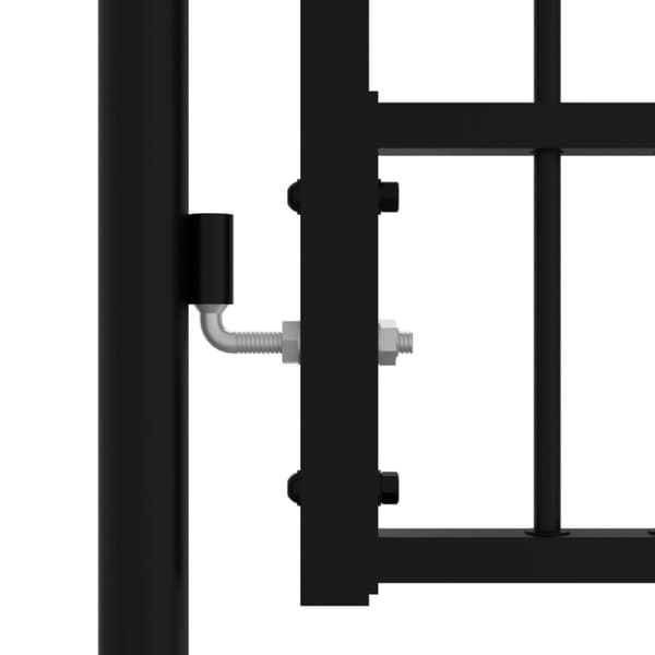 vidaXL Gjerdeport med spydtopp svart 406x223 cm pulverlakkert stål