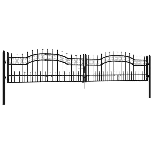 vidaXL Puutarhaportti keihäskärjet musta 406x120cm jauhemaalattu teräs