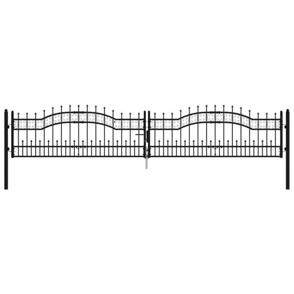 vidaXL Puutarhaportti keihäskärjet musta 406x120cm jauhemaalattu teräs
