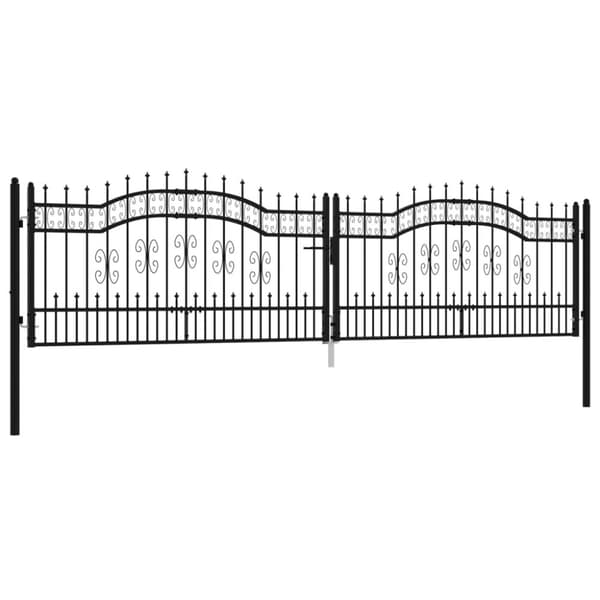 vidaXL Puutarhaportti keihäskärjet musta 406x151cm jauhemaalattu teräs