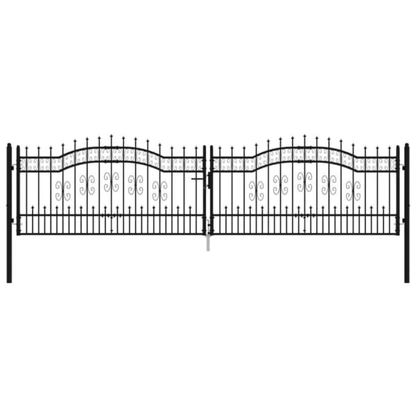 vidaXL Puutarhaportti keihäskärjet musta 406x151cm jauhemaalattu teräs