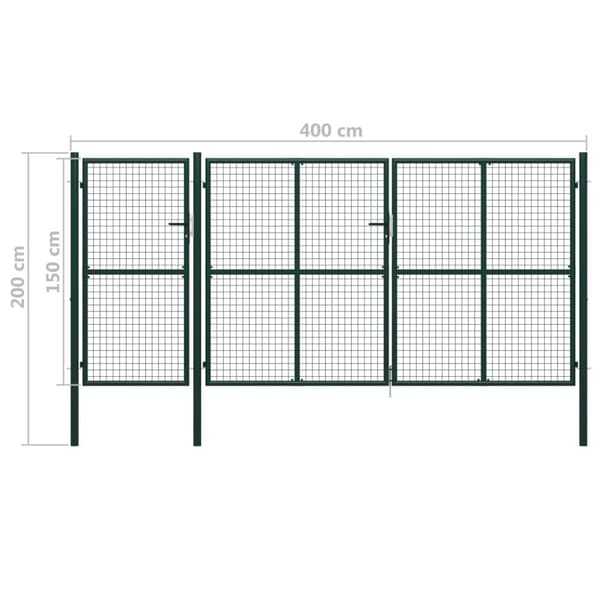 vidaXL Hageport stål 400x150 cm grønn