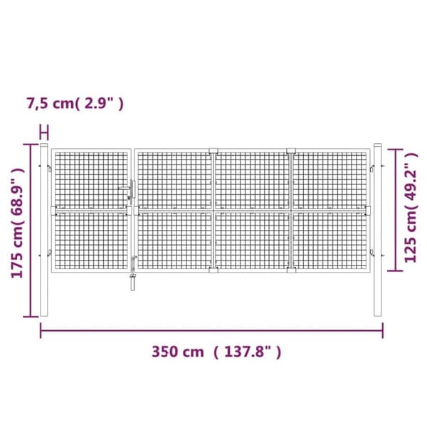 vidaXL Nätgrind antracit 350x175 cm galvaniserat stål