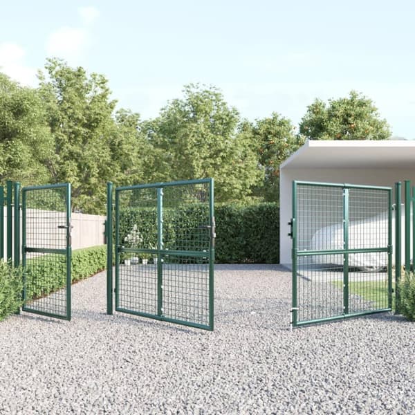 vidaXL gitterlåge til havehegn 400x175 cm galvaniseret stål grøn
