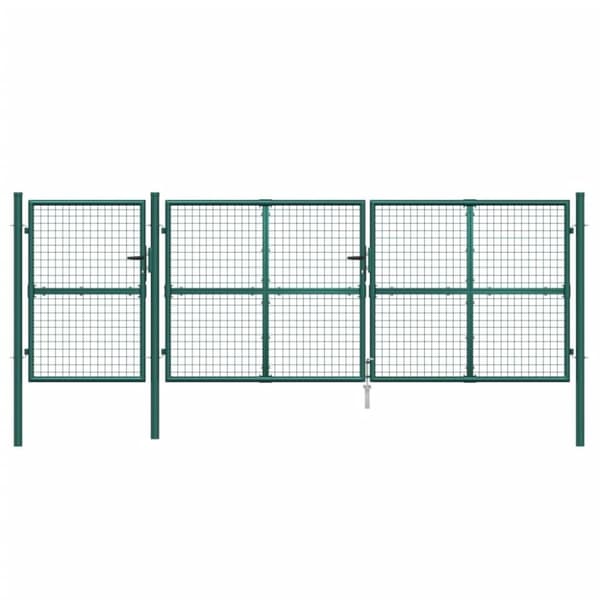 vidaXL gitterlåge til havehegn 400x175 cm galvaniseret stål grøn