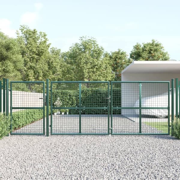 vidaXL gitterlåge til havehegn 400x175 cm galvaniseret stål grøn