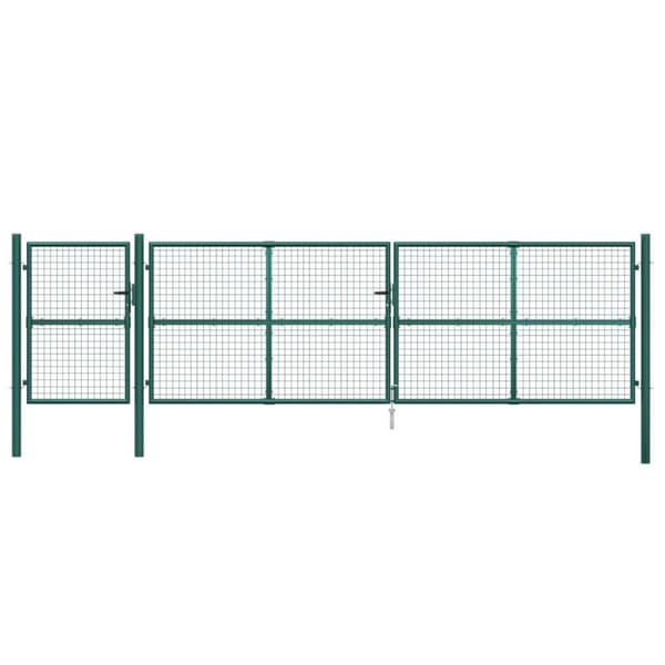 vidaXL gitterlåge til havehegn 500x175 cm galvaniseret stål grøn
