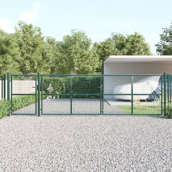 vidaXL gitterlåge til havehegn 500x175 cm galvaniseret stål grøn