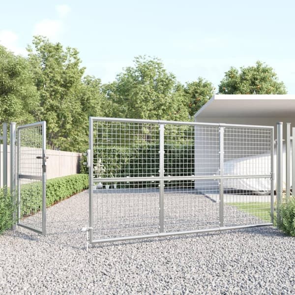 vidaXL Nätgrind silver 350x175 cm galvaniserat stål