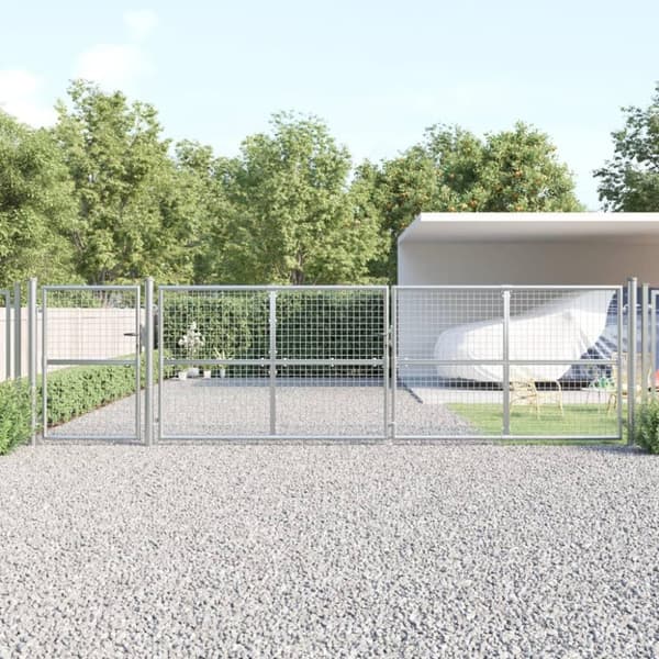 vidaXL gitterlåge til havehegn 500x175 cm galvaniseret stål sølvfarvet