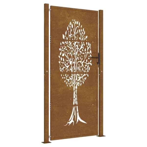 vidaXL Puutarhaportti 105x205 cm corten teräs puukuvio