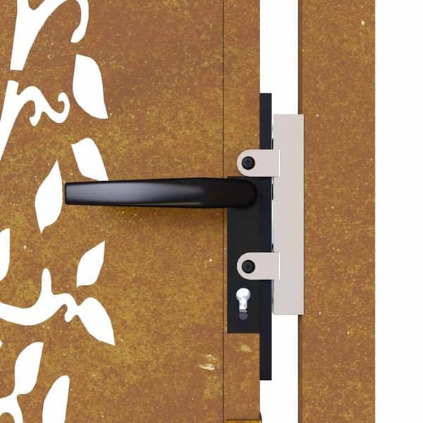 vidaXL Puutarhaportti 105x205 cm corten teräs puukuvio
