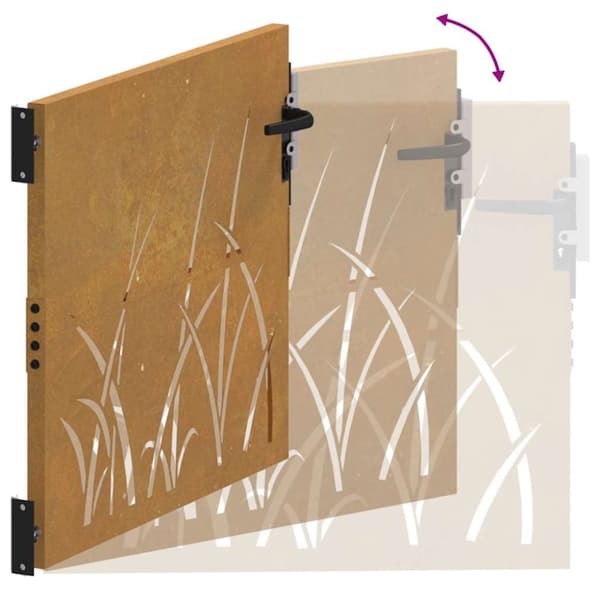 vidaXL Puutarhaportti 105x105 cm corten teräs ruohokuvio