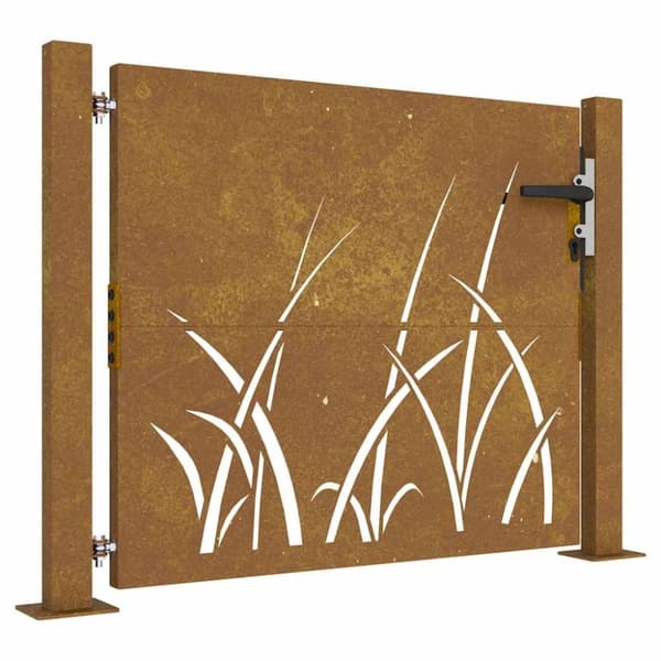 vidaXL Hageport 105x105 cm cortenstål gressdesign