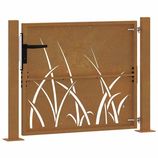 vidaXL Hageport 105x105 cm cortenstål gressdesign