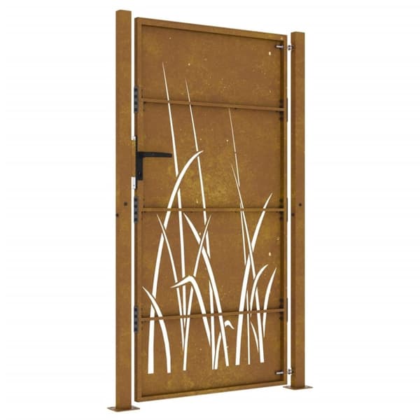 vidaXL Hageport 105x205 cm cortenstål gressdesign