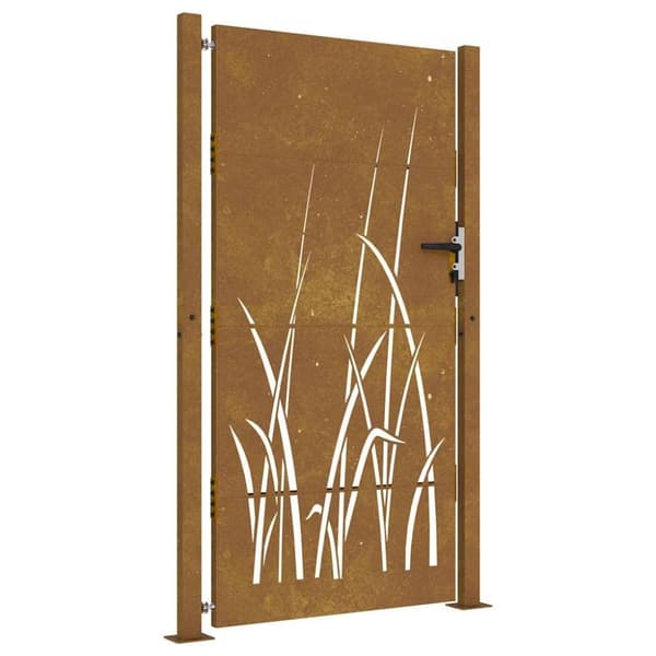 vidaXL havelåge 105x205 cm cortenstål græsdesign